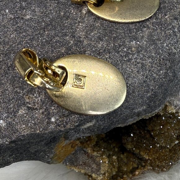 Vintage Gold Tone Clip-on Doorknocker Earrings 1" - Picture 4 of 7